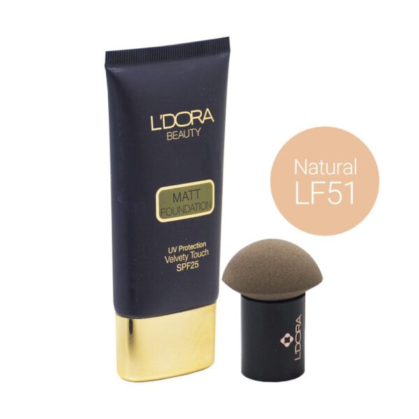 کرم پودر مات حاوی SPF25 پددار کد LF51 لدورا 50 میلی لیتر
