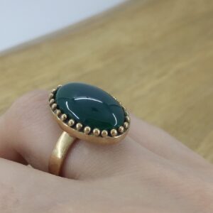 انگشتر زنانه طلاروس عقیق سبز